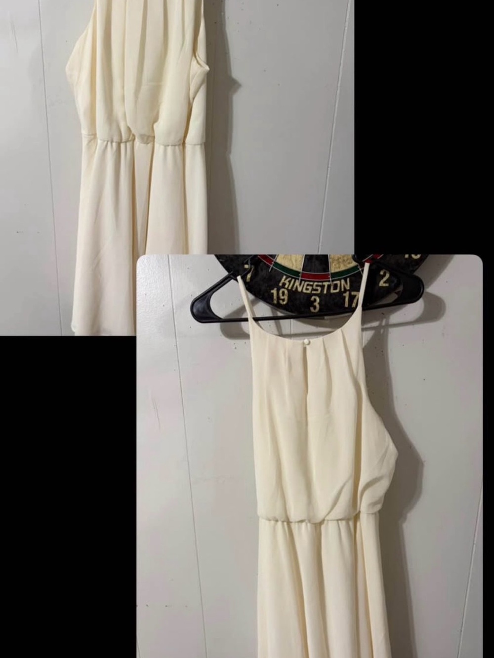 Sleeveless Cream Maxi Dress with Gathered Waist